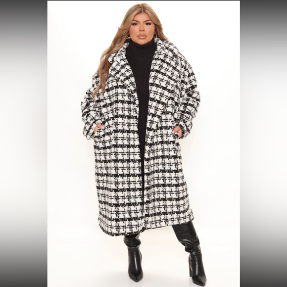 HOUNDSTOOTH PRINT TRENCH COAT - Picture 2 of 2